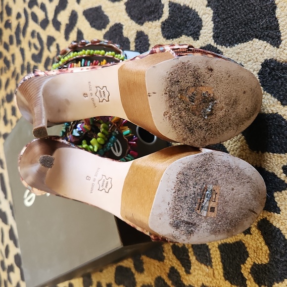 BEBE Valentina Satin and Beaded Platform Heels - Picture 13 of 16